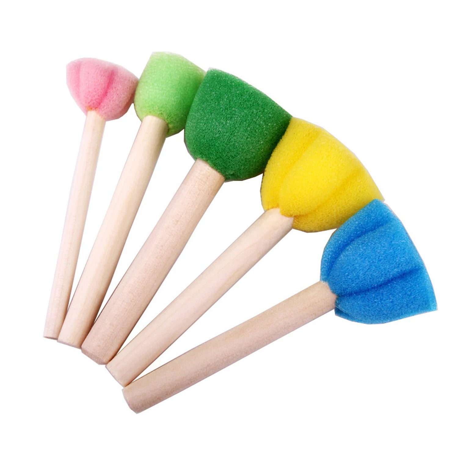 Foam Sponge Brush with Wooden Handle Round Flower Multi Size Painting Tools for Kids Children DIY Acrylic Watercolor Varnishe