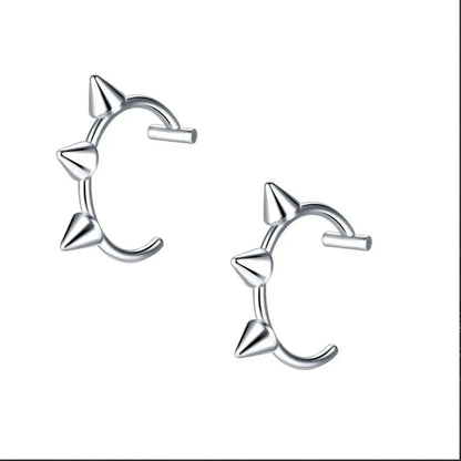 2PCS Trendy 10mm Stainless Steel Punk Clip on Fake Piercing Nose Wrap Lip Rings Unisex Nose Ring Women Men Tusk Body Jewelry 