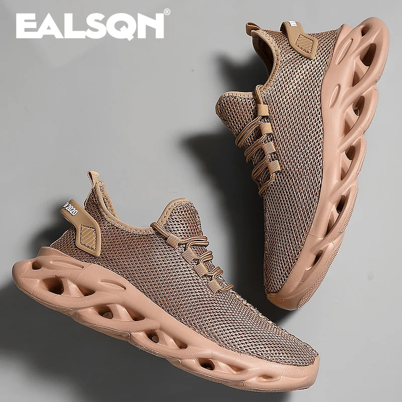 Men Sports Running Black Jogging Shoes Casual Sneakers Brown Outdoor Breathable Mesh Women Light Shock-absorption Black Tenni