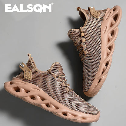 Men Sports Running Black Jogging Shoes Casual Sneakers Brown Outdoor Breathable Mesh Women Light Shock-absorption Black Tenni