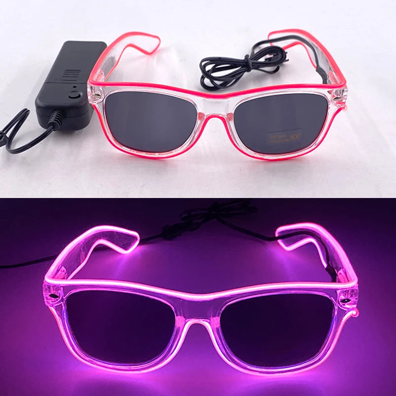 1PC Light Up LED Glasses Glow Sunglasses EL Wire Neon Glasses Glow in The Dark Party Supplies Neon Party Favors for Adults - 