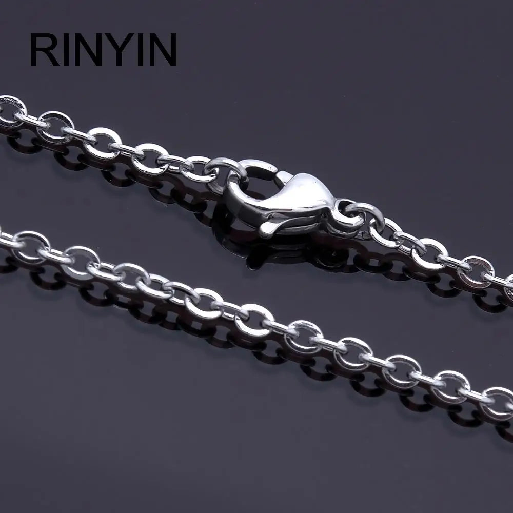 Men Women Jewerly 1mm 16" 18" 20" 22" 24" Inches Links Chain Fashion Necklace Stainless Steel Necklace Classic Pop Rolo Chain