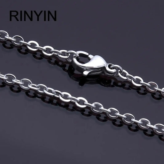 Men Women Jewerly 1mm 16" 18" 20" 22" 24" Inches Links Chain Fashion Necklace Stainless Steel Necklace Classic Pop Rolo Chain