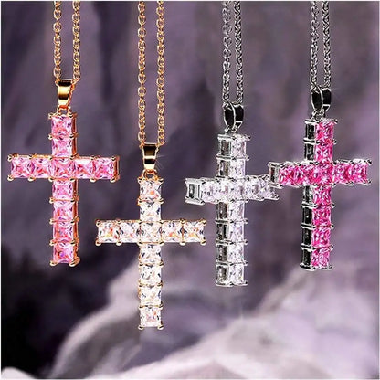 New Fashion Necklaces Female Pendants Gold Multi Color Crystal Jesus Cross Pendant For Women Necklace Party Leisure Time Jewe