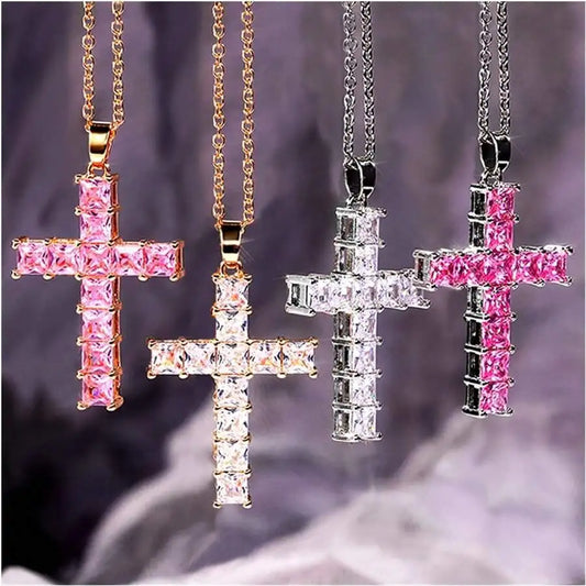 New Fashion Necklaces Female Pendants Gold Multi Color Crystal Jesus Cross Pendant For Women Necklace Party Leisure Time Jewe