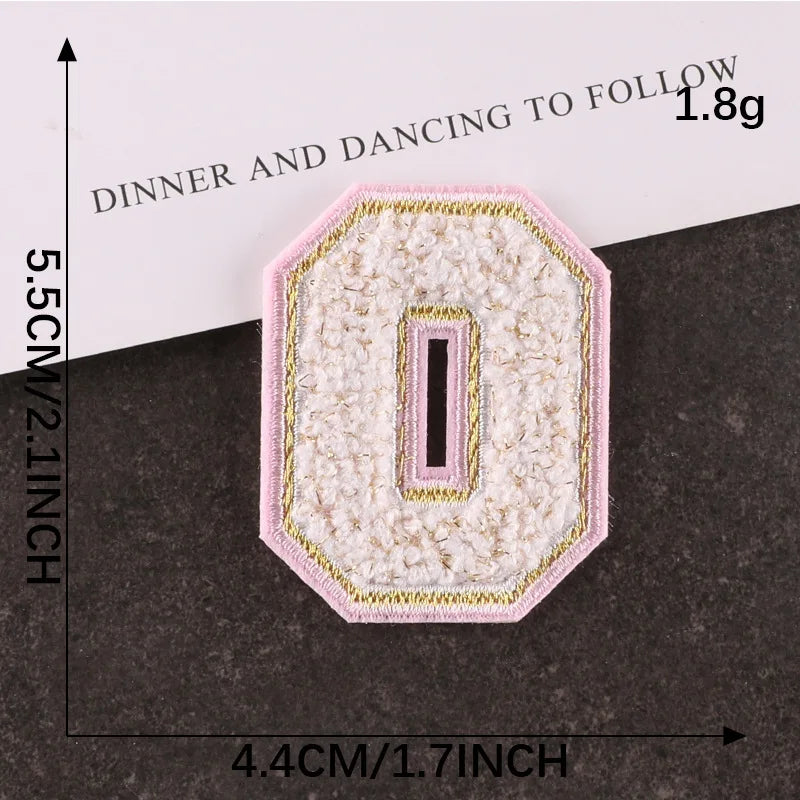 Pink Letters Towel Embroidered Iron On Sew On Patch Applique Diy Name Badges Alphabet Patches For Clothing Bag Accessories - 