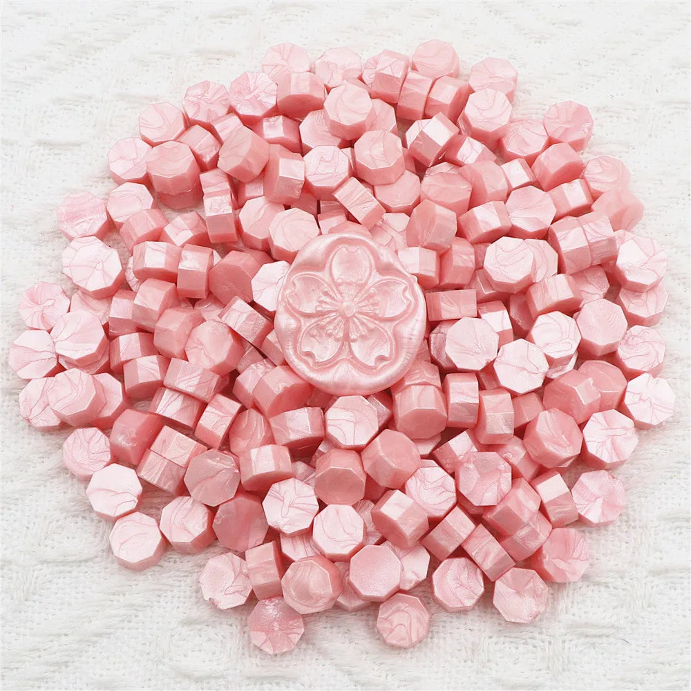 100pcs/bag Octagon Sealing Wax Beads For Seal Stamp, Handmake Embellishment Of Card Envelope, Fire Lacquer Sealing Wax - Pear