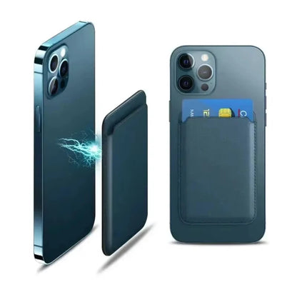 Magnetic Card Holder Leather PU Card Sleeve ID Card Holder Mobile Phone Back Sticker Bag For Magsafe iPhone 17 Card Holder Co