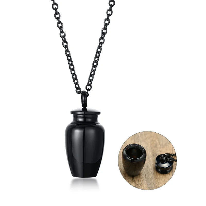 Urn Necklace Pendant for Ashes Cremation Jewelry - black