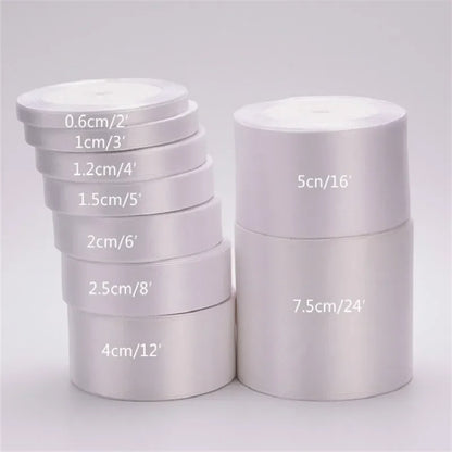 (25yards/roll)6mm-75mm White Silk Satin Ribbons Wedding Decorative Ribbon Gift Wrapping DIY Handmade Materials 9 Size