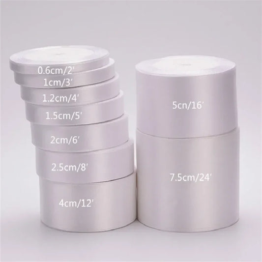 (25yards/roll)6mm-75mm White Silk Satin Ribbons Wedding Decorative Ribbon Gift Wrapping DIY Handmade Materials 9 Size