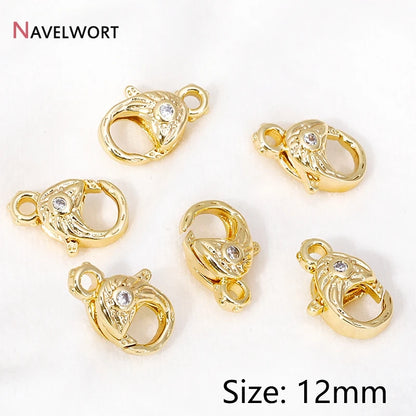 2 Sizes 18K Gold Plated Brass Metal Lobster Clasps Hooks Connector,Clasps For Jewelry,DIY Fashion Jewelry Making Accessories 