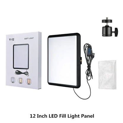 8/12 Inch LED Photography Video Panel Light Photo Studio Lighting Kit For Shoot Live Streaming Youbube With Tripod Stand - 12
