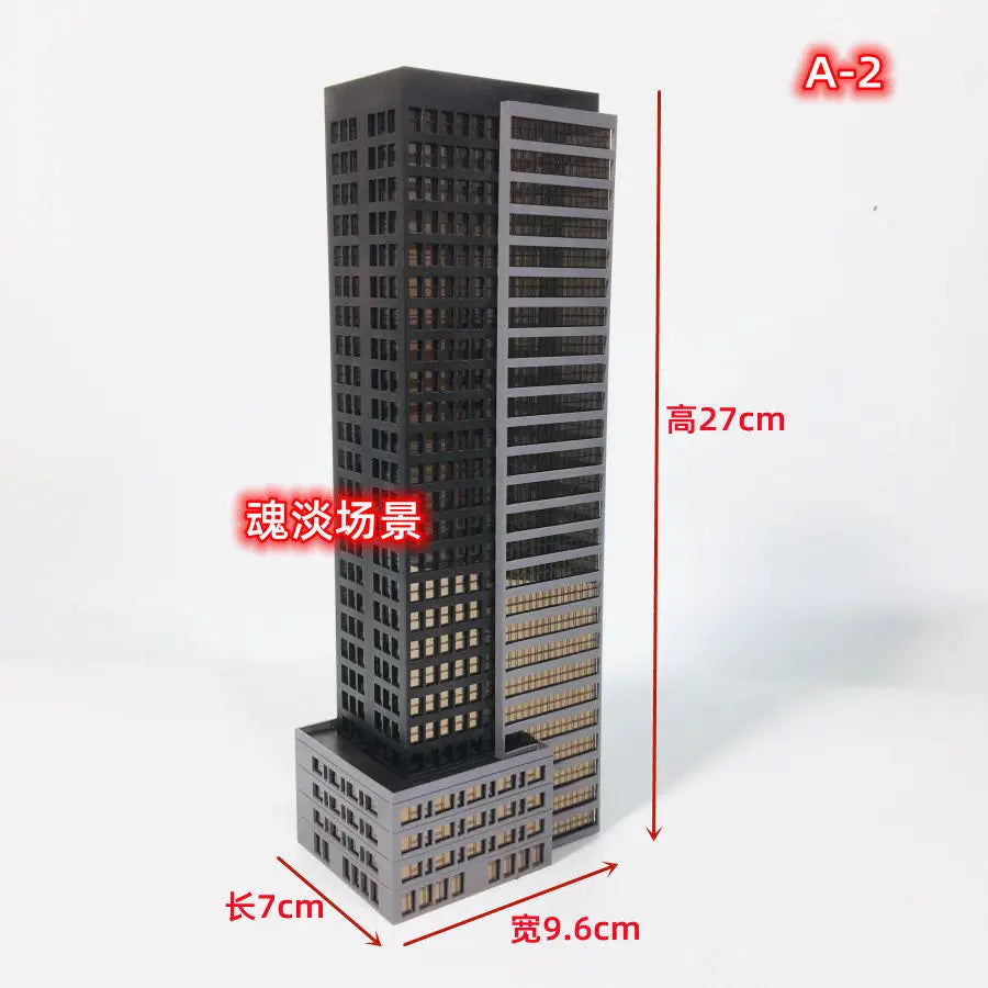 Diorama 1:300 Scale Architectural Model City Skyscraper Building Scene Display Model Railway Train Assembled Layout - A-2