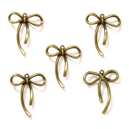 20pcs delicate Bow knot Charms for Bracelet Necklace Pendant Jewelry Making Handmade Crafts diy Supplies 20*25mm N177 - Antiq