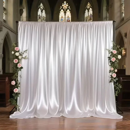 Satin Backdrop Curtain,with Rod Pocket for Wedding,Birthday,Baby Shower,Photography,Graduation Party Backdrop Drapes,1 Panel