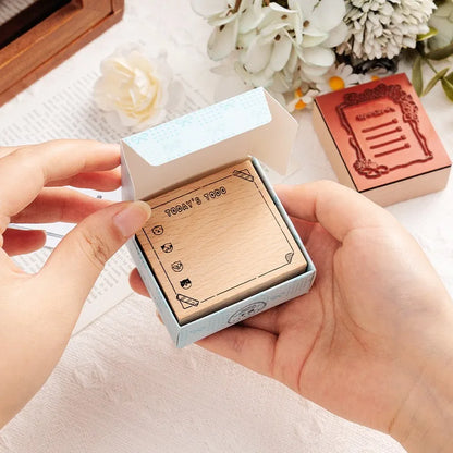 Cute Cat Daily Monthly Calendar Wood Stamp Journaling To Do List Memo Clock in Stamps for Scrapbooking Hobby DIY Craft Suppli
