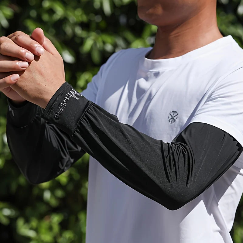 Cooling Arm Sleeves Breathable Sun Protection Ice Slik Sleeves Summer Outdoor Sports Driving Cycling Sleeves Men Loose Arm - 