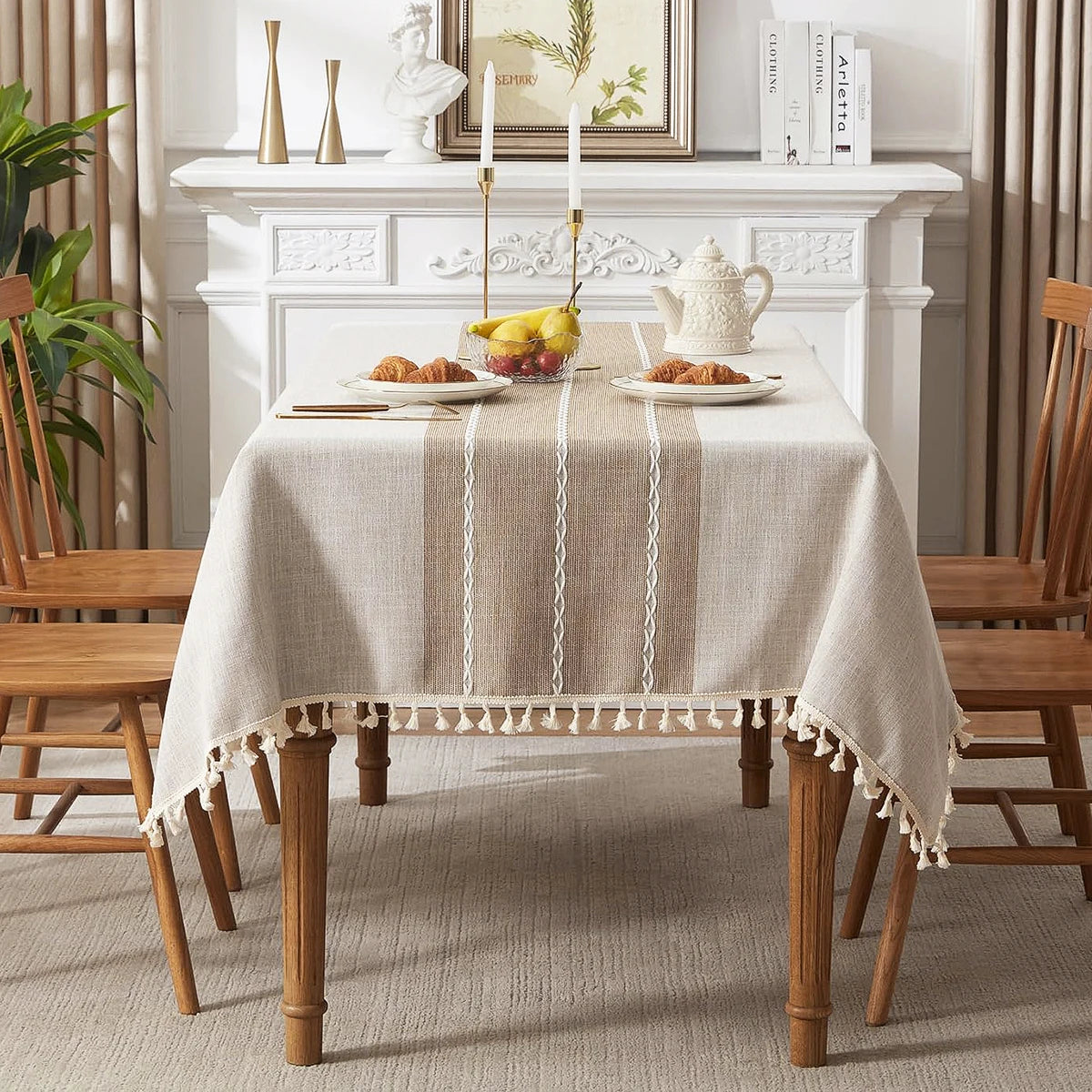 Battilo Linen Cotton Tablecloth Round Rectangular Table Cloth Square Table Cover for Dining Coffee Table Kitchen Room Decor