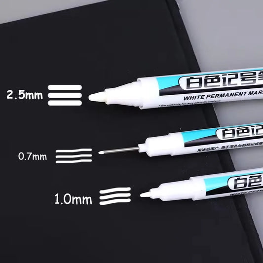 0.7/1.0/2.5MM White Permanent Marker Pens Markers Paint Pen For Wood Plastic Leather Glass Stone Metal Art Painting Supplies