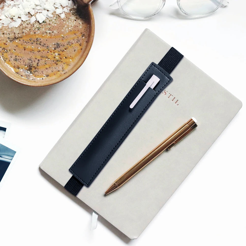 1pc PU Leather Elastic Notebook Band Holders Adjustable Pen Sleeve Pencil Pouch Holder Strap for Notebook Binder