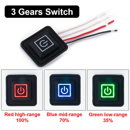 3.7V~ 12V Universal Button Switch 3 speed Button Switch Heated Vest Pants Electirc Heating Waistband DIY Temperature Controll