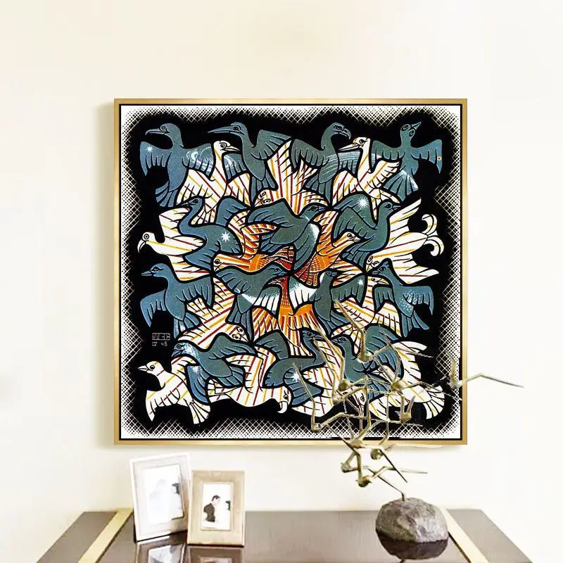 Modern Abstract Art Escher Surreal Geometric Artwork Posters Prints Canvas Painting Wall Art Pictures for Living Room Home De