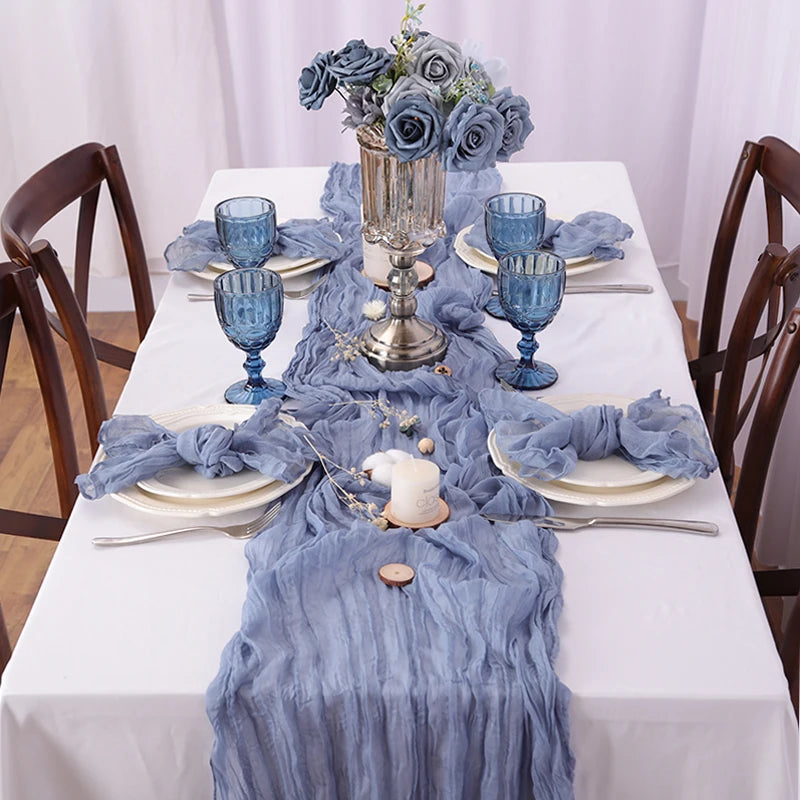 Event Designing Table Runner Cheese Cloth Gauze Crepe Rustic Wedding Party Decor Farmhouse Tabledecor House Warming Gift East