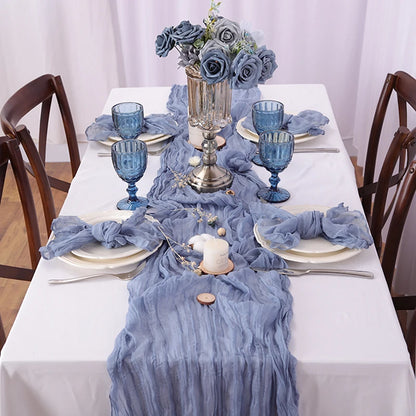 Event Designing Table Runner Cheese Cloth Gauze Crepe Rustic Wedding Party Decor Farmhouse Tabledecor House Warming Gift East