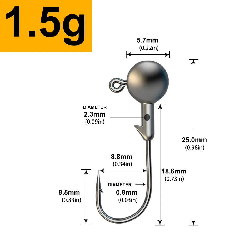 MrLurion 30pcs 1g 2g 3g 5g 10g 14g 18g 22g 25g 28g Fishing jigging head hook ,round head rigs fishhook for soft worm crank lu