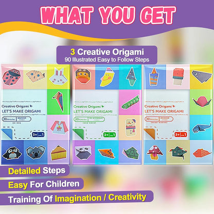 Origami Kit 30/96 Sheets Origami Paper Craft Guiding Book DIY Art Craft Projects Supplies for Beginners Children Kids Boys Gi