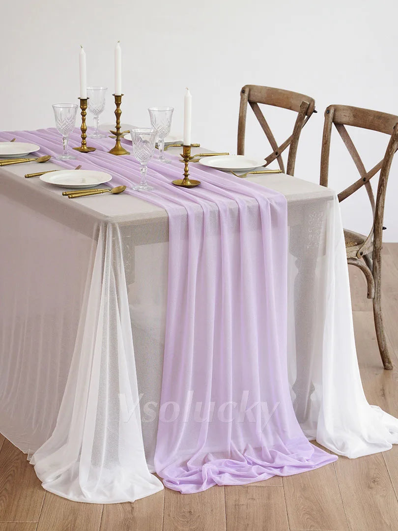 Table Runner Luxury Sheer for Wedding Rustic Boho Party Bridal Shower Birthday Christmas Decorations - Lilac / 4.26m X 74cm