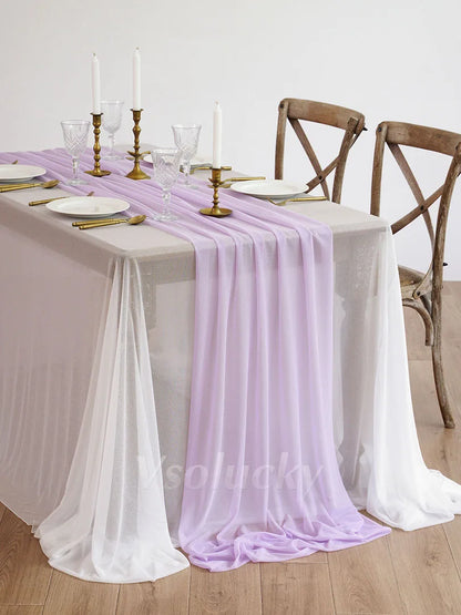 Table Runner Luxury Sheer for Wedding Rustic Boho Party Bridal Shower Birthday Christmas Decorations - Lilac / 4.26m X 74cm