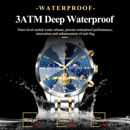 POEDAGAR Luxury Men Watch Top Original Waterproof Luminous Chronograph Man Wristwatch Stainless Steel Quartz Men's Watches Re