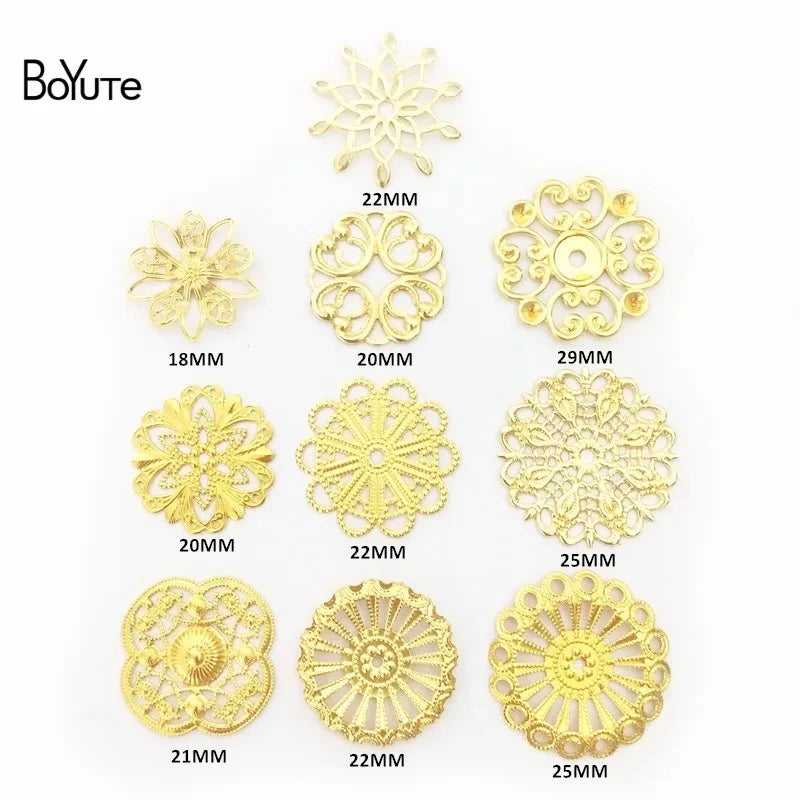BoYuTe Filigree Mix Styles Metal Brass Stamping Butterfly Flower Filigree Findings DIY Hand Made Jewelry Accessories - C Mix 