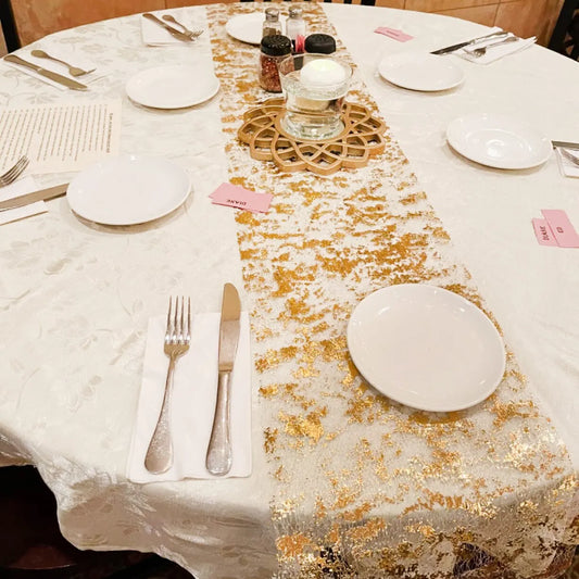 Sparkle Metallic Gold Thin Table Runners Gold/Silver Sequin Glitter Metallic Foil Thin Mesh Roll Wedding Valentine's Day Deco