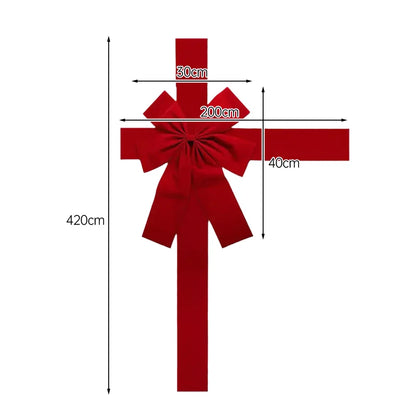 Christmas Front Door Decoration Hanging Bow Knot Imitation Linen Ribbon New Year Xmas Front Door Decor Big Bow Diy Material