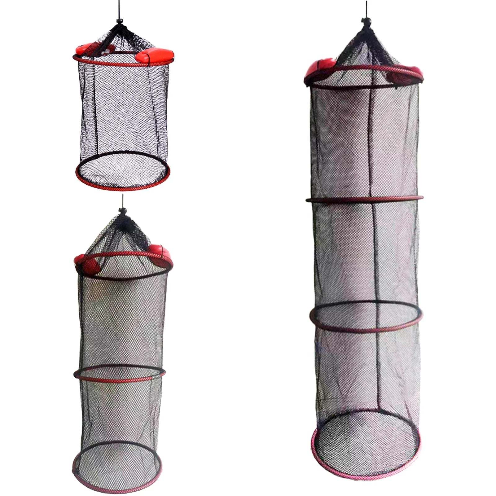 Floating Fishing Net Thickened Woven Fish Shrimp Basket Portable Mesh Landing Bucket Storage Bag Anti-jump Net Lobster Pocket