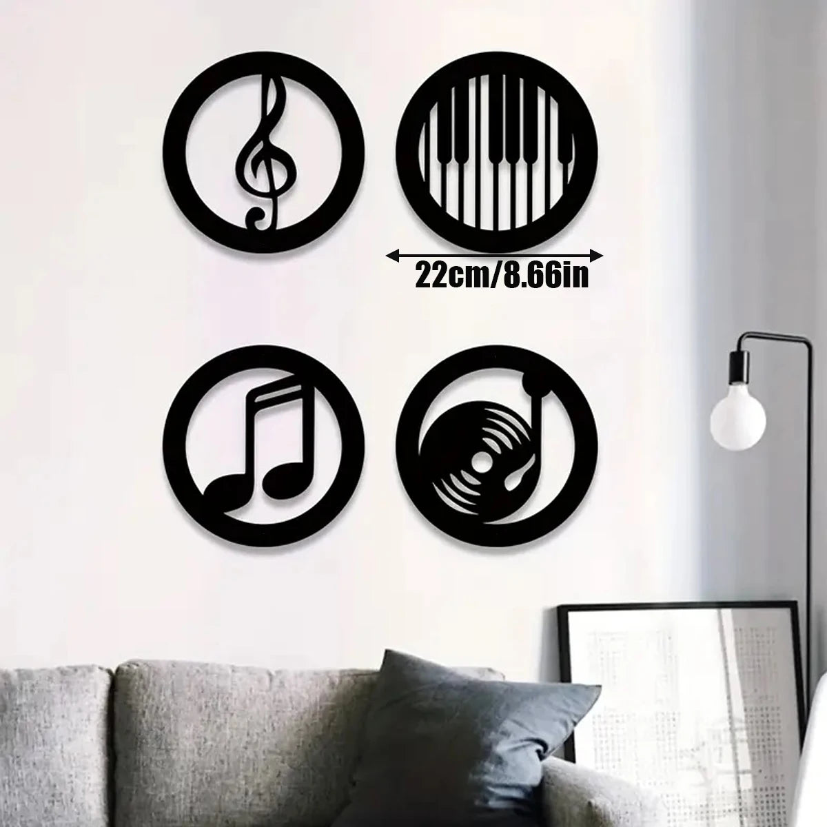 4 Pcs Wood Wall Art Decor, Musical Note, Piano Silhouette, Gifts for Music Lovers, Birthday Presents for KTV, Recording Studi