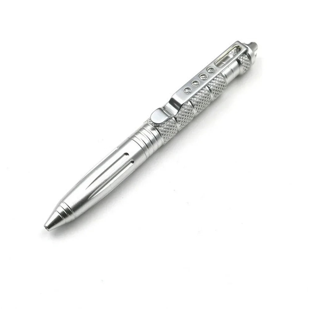 Military Tactical Pen Multifunction Aluminum AlloyOutdoor Camping Security Survival Tools Emergency Glass Breaker Pen - Silve