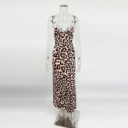 Tossy Lace V-Neck Patchwork Maxi Dress Women Backless High Waist Slim Spaghetti Contrast Party Dress Female Spring Long Dress