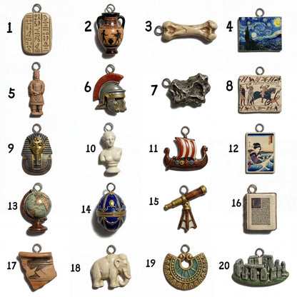 Mini World History Antique Figurine Charms Artifact Pendant, Vintage Ornaments For Necklace Bracelet Bag DIY Jewelry Making