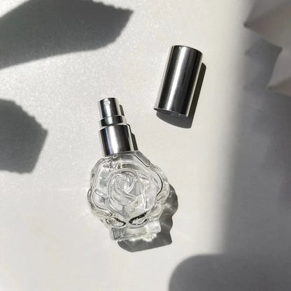 Perfume Bottle 10ML Glass Spray Mini Rose Shape Bottle Empty Cosmetic Alcohol Container Mist Atomizer Travel Simple Sprayer -