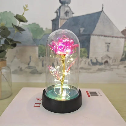 Artificial Rose Flowers Valentines Day Gift for Girlfriend Eternal Rose LED Light Foil Flower Wedding Decor Christmas Gifts -