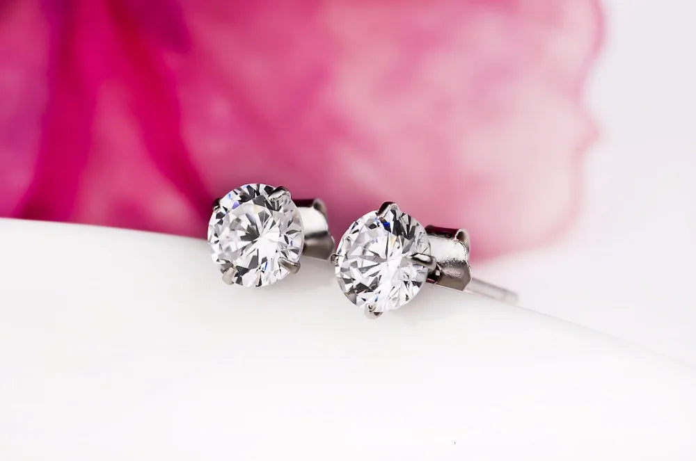 Crystal Zircon Real 925 Sterling Silver Earrings Channel Cubic Zirconia Silver Stud Earrings for Women Sterling Silver Jewelr