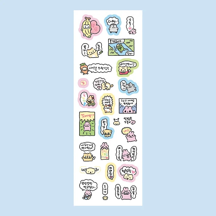 Korean Cartoon Cute Kawaii Graffiti Hand Drawn Rabbit Sticker Hand Account Photo Planner Diary Scrapbook DIY Decorative Stick