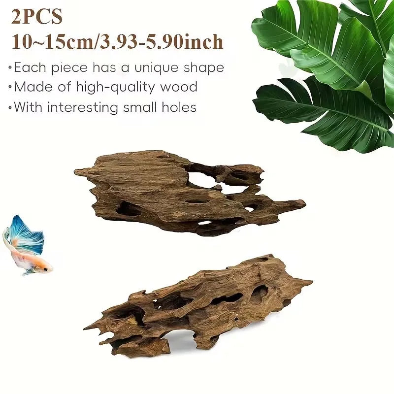 Shrimp Wood Aquarium Decor, Driftwood Water Feature Ornamental Accessories for Fish Tanks with Natural Holes Suitable for Shr