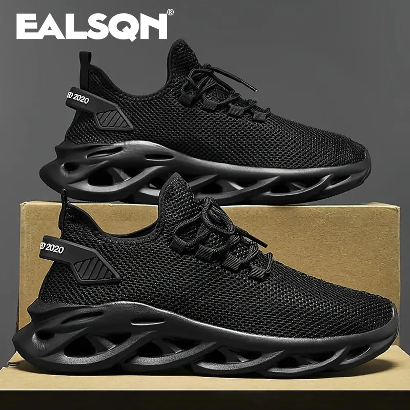 Men Sports Running Black Jogging Shoes Casual Sneakers Brown Outdoor Breathable Mesh Women Light Shock-absorption Black Tenni