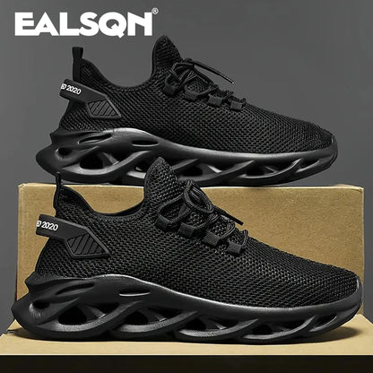 Men Sports Running Black Jogging Shoes Casual Sneakers Brown Outdoor Breathable Mesh Women Light Shock-absorption Black Tenni