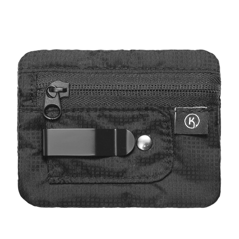 Mini Coin Purse Simple Fabric Pouch with Zipper & Belt Clip Non-braided RFID Blocking Money Bag Organizer for Cash and Coins 